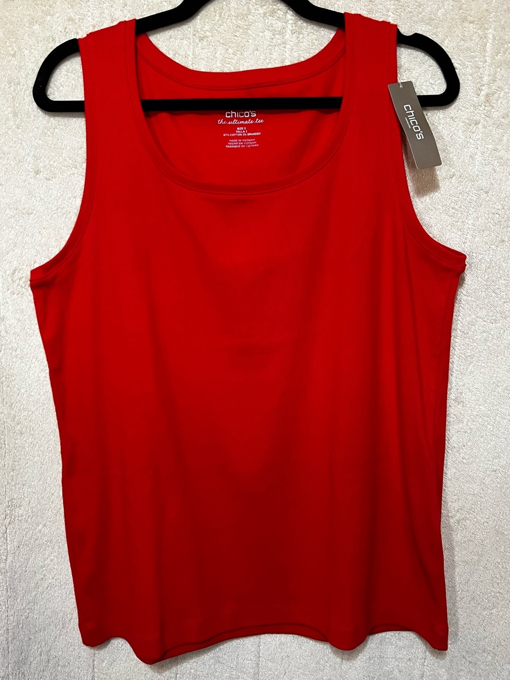 NWT Chico’s Ultimate Tee Red Ribbed Tank Top Size 3 XL - Picture 5 of 5